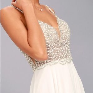 True Love White Beaded Rhinestone Maxi Dress